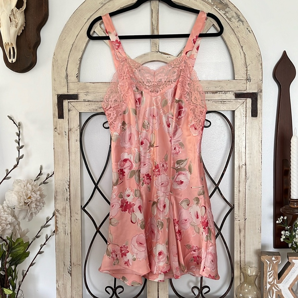 Vintage Pink Floral 90s Slip Dress